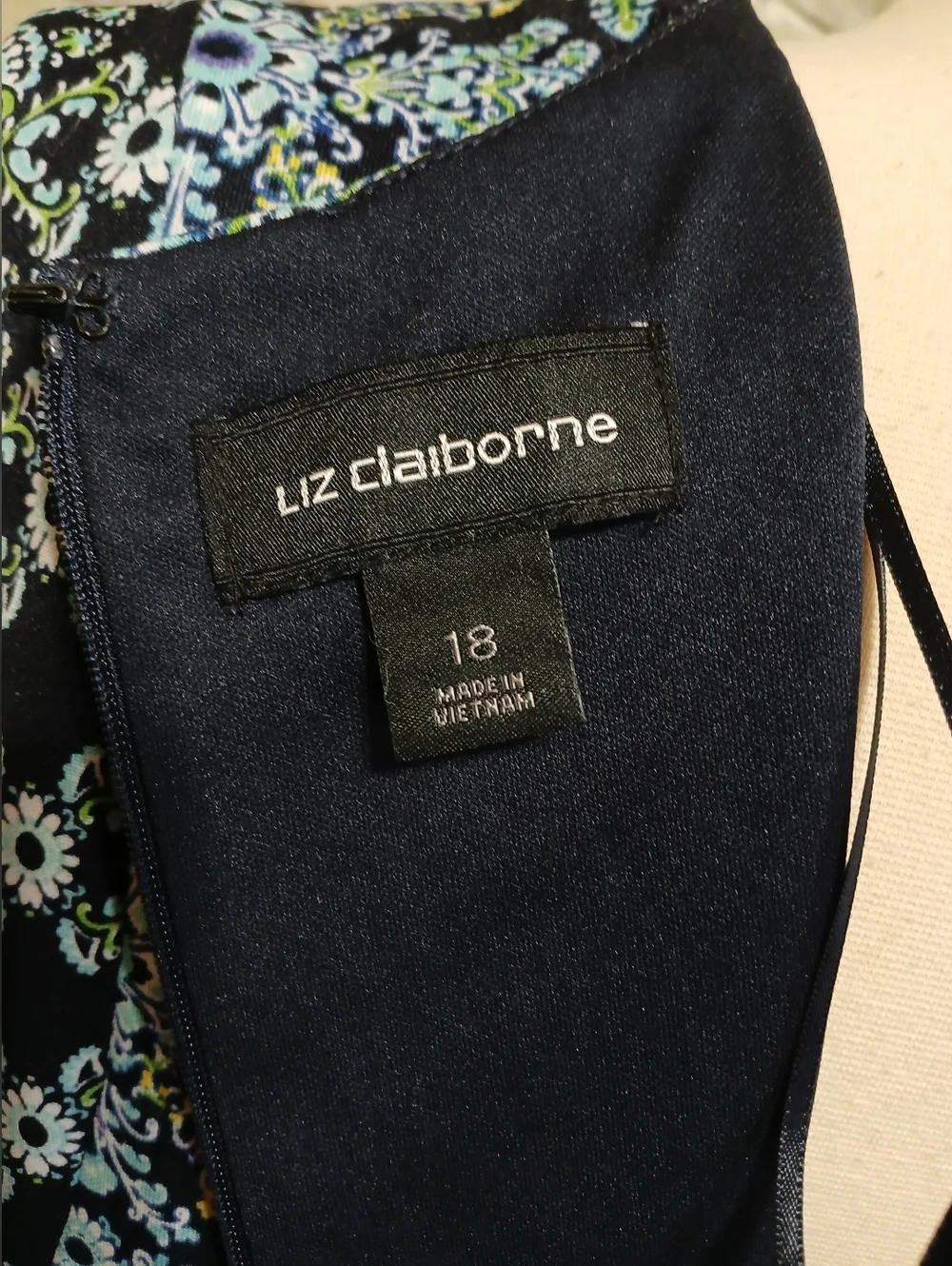 Liz Claiborne Geometric Navy Turquoise Sleeveless Dress Size 18 - Picture 5 of 5